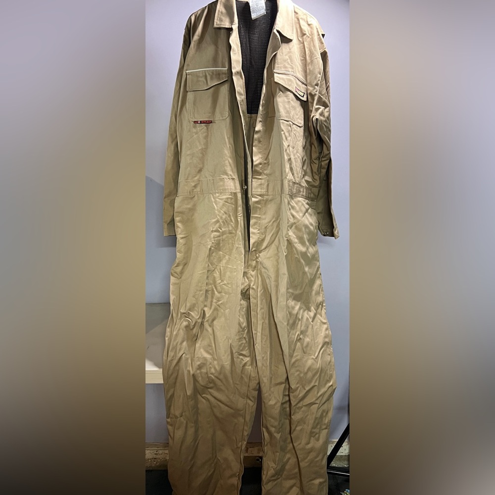 Volcore FR Coveralls Workwear Bibs Utility Biege Tan Flame Resistant 3XL NEW!